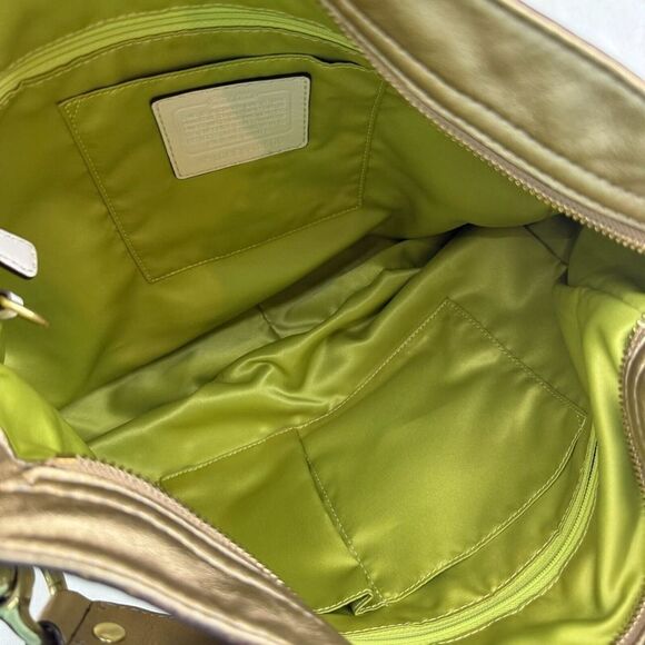 Coach Purse Gold Canvas Leather Jacquard Tote Hobo Shoulder Bag L0868-13500 - Picture 7 of 12